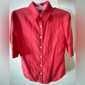 Salvatore Ferragamo logo all over pure cotton Blouse in red Half sleeves US 8